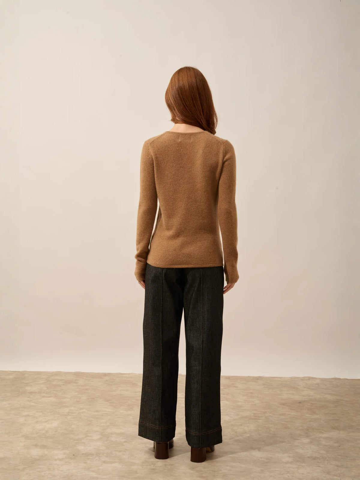ABBY Pull Col V 4 Fils Noisette