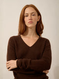 ABBY Sweater V-Neck 4 Ply Coffee