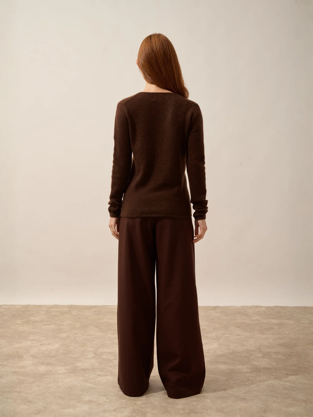 ABBY Sweater V-Neck 4 Ply Coffee