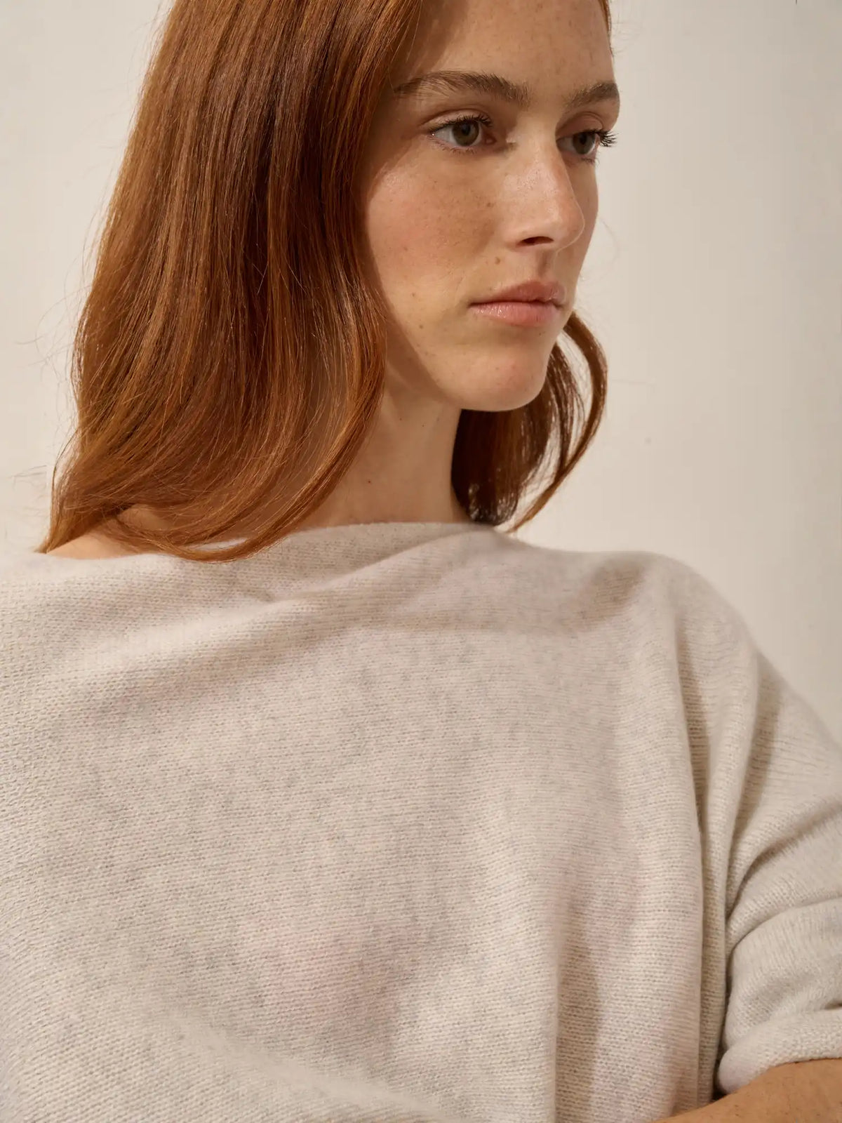 SALLY Poncho 4 Fils Gris Perle Chiné