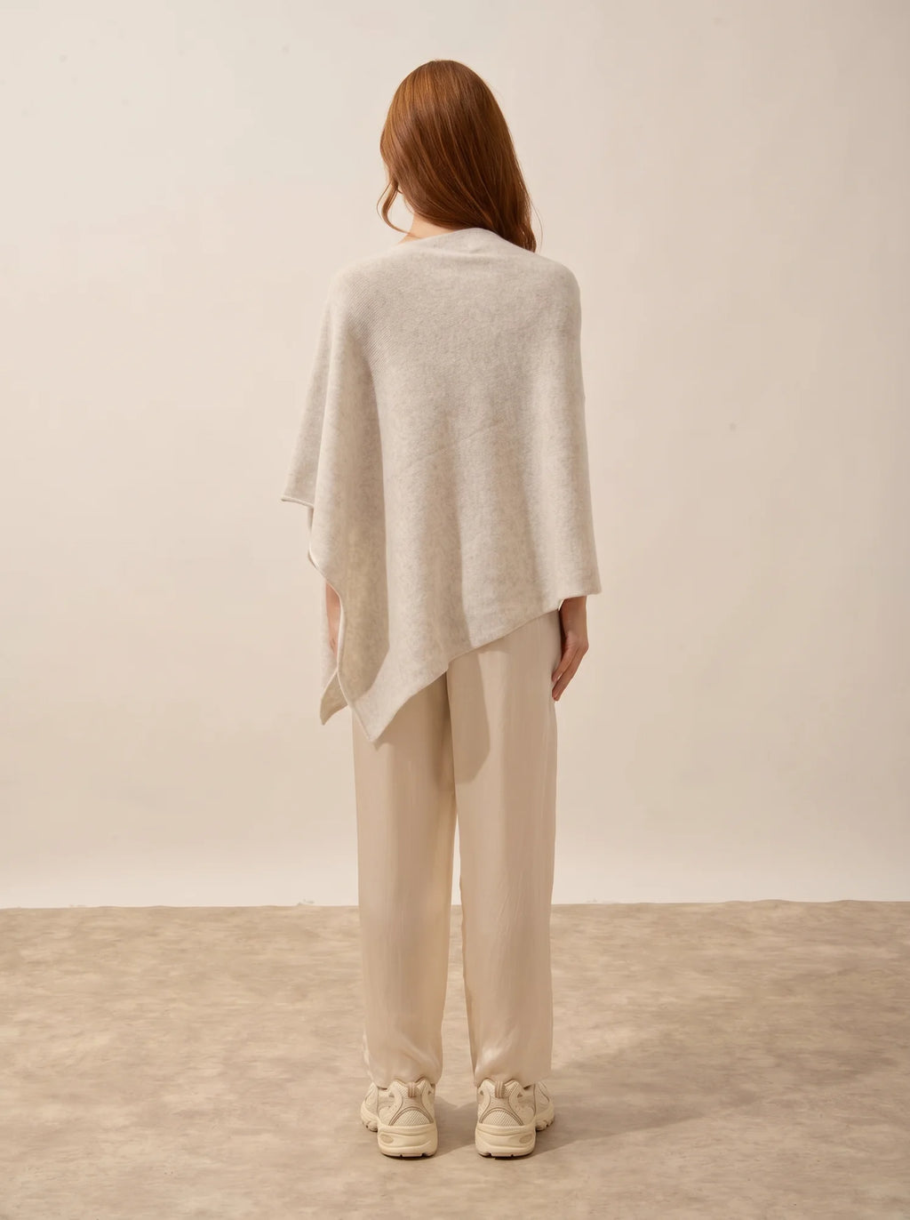 SALLY Poncho 4 Fils Gris Perle Chiné