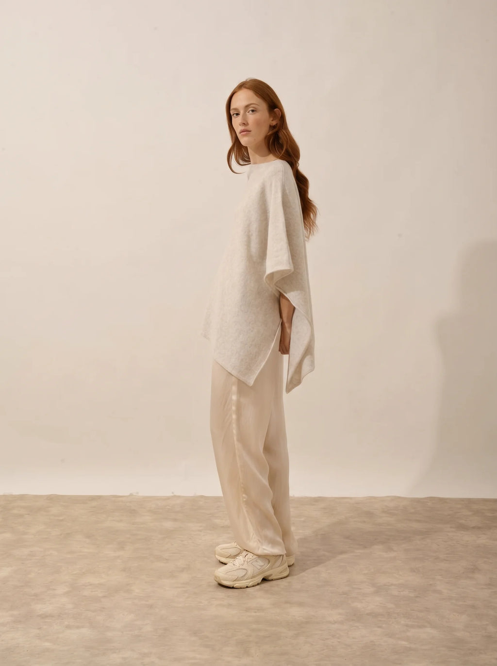 SALLY Poncho 4 Fils Gris Perle Chiné