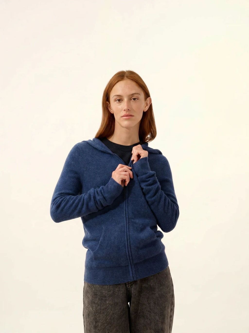DEBBIE Gilet Zippé Capuche Océan Chiné