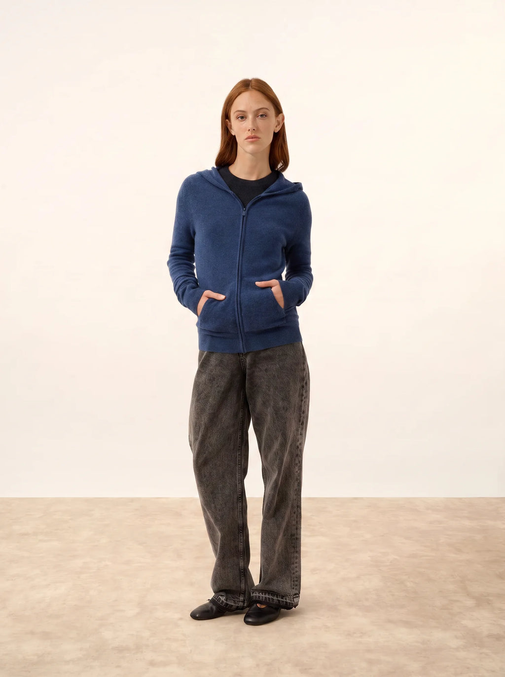 DEBBIE Gilet Zippé Capuche Océan Chiné