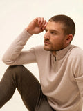 BRADLEY Pullover Truckerkragen Beige meliert