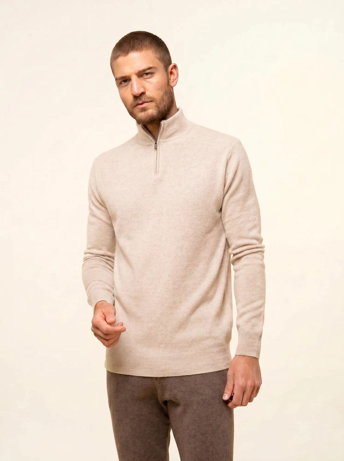 BRADLEY Pull Camionneur Beige Chiné
