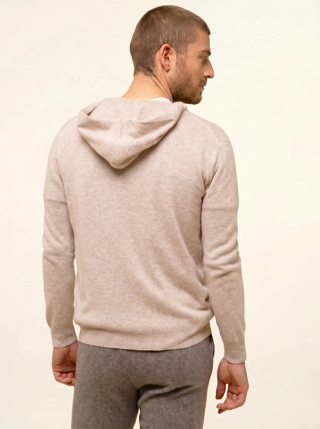 ELLIOT Gilet Zippé Capuche Beige Chiné
