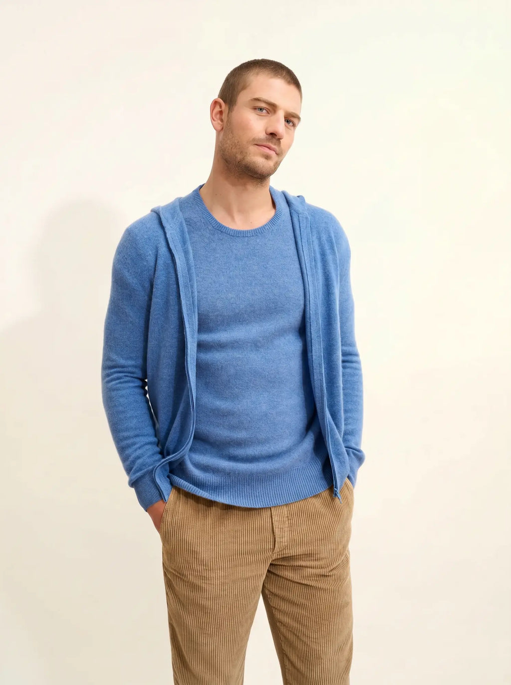 ELLIOT Weste mit Reißverschluss mit Kapuze Denimblau