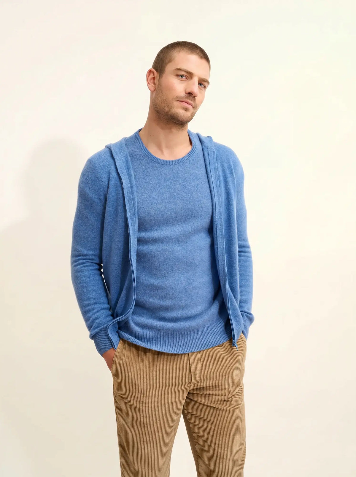 ELLIOT Weste mit Reißverschluss mit Kapuze Denimblau