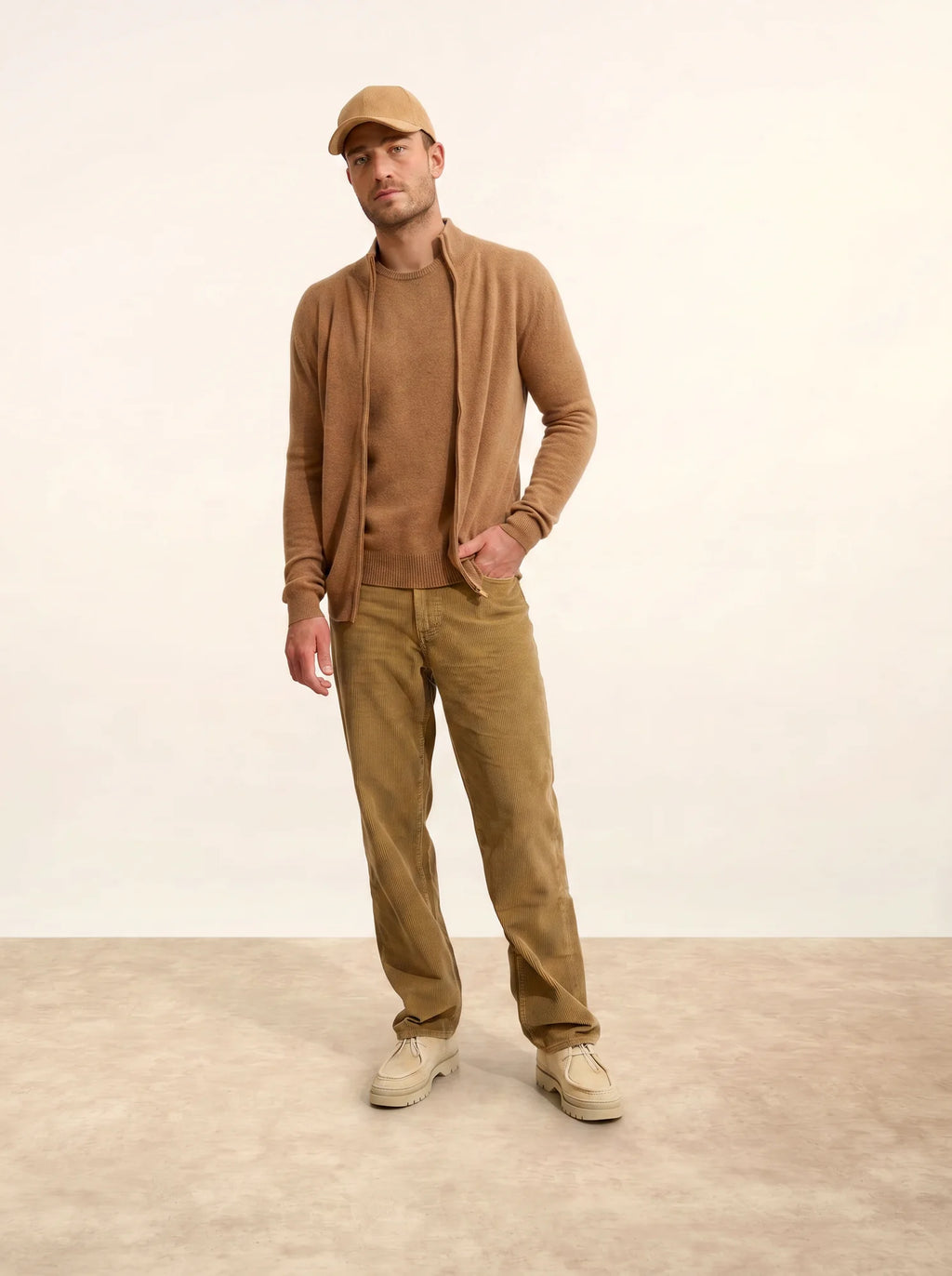 ALAN Gilet Zippé Col Montant Noisette
