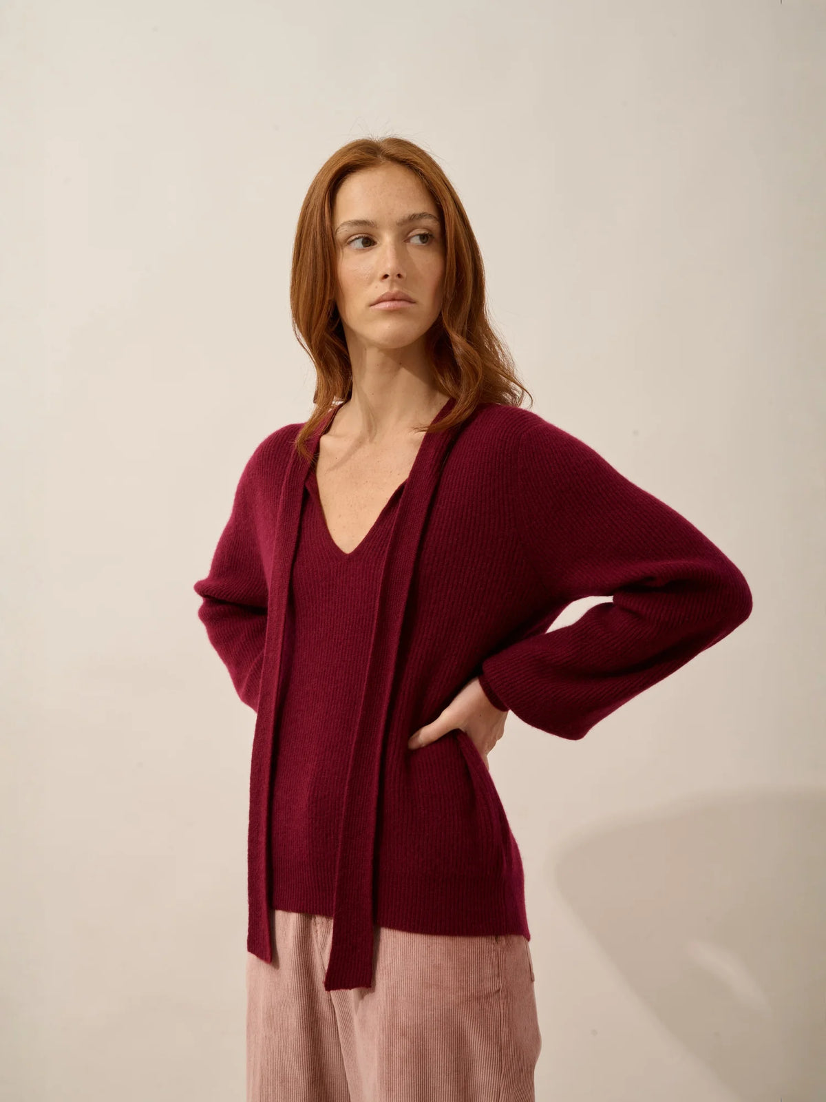 NOTY Pull Col Lavallière Bordeaux