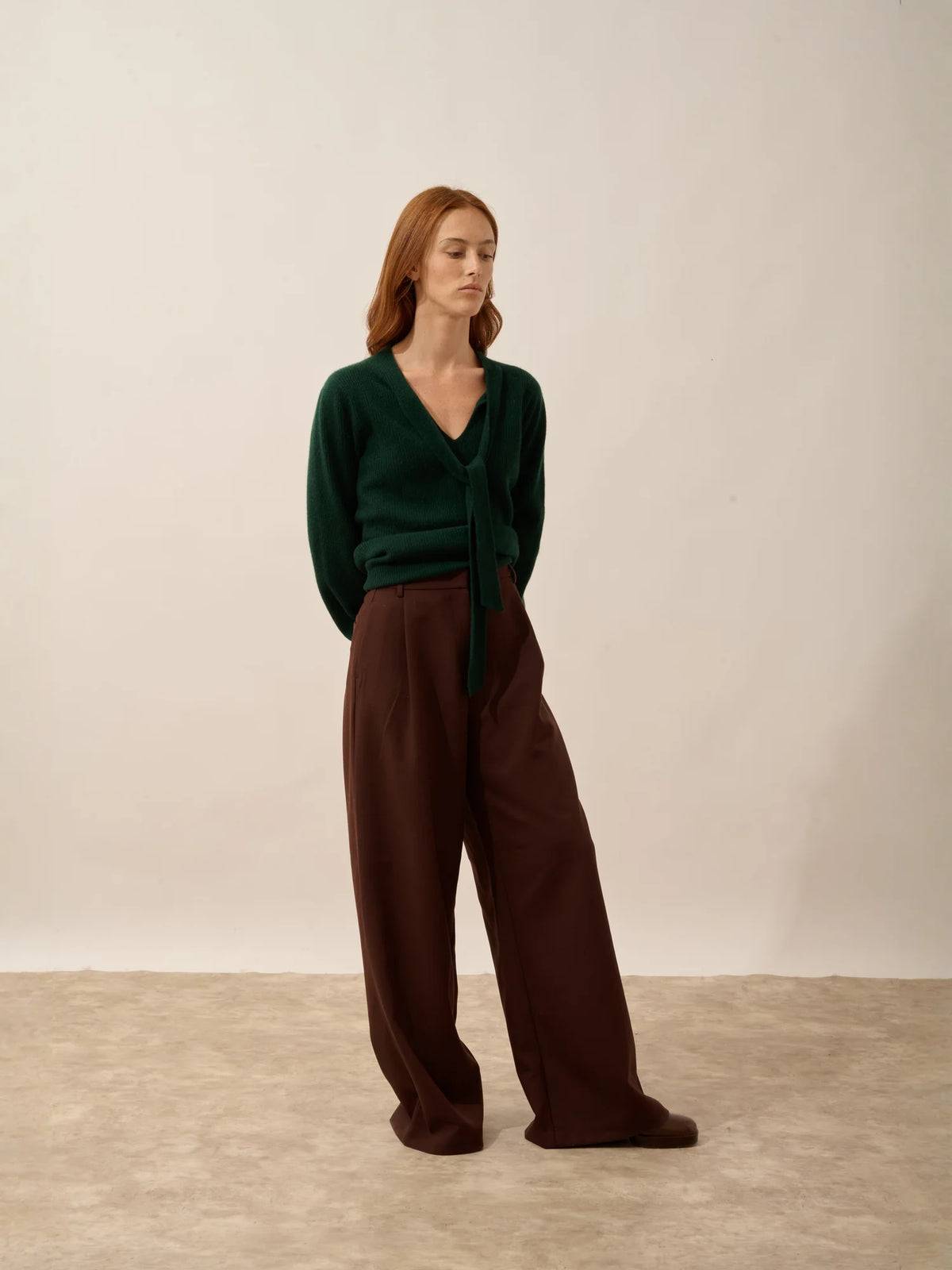 NOTY Pullover Schluppenkragen Zypressengrün