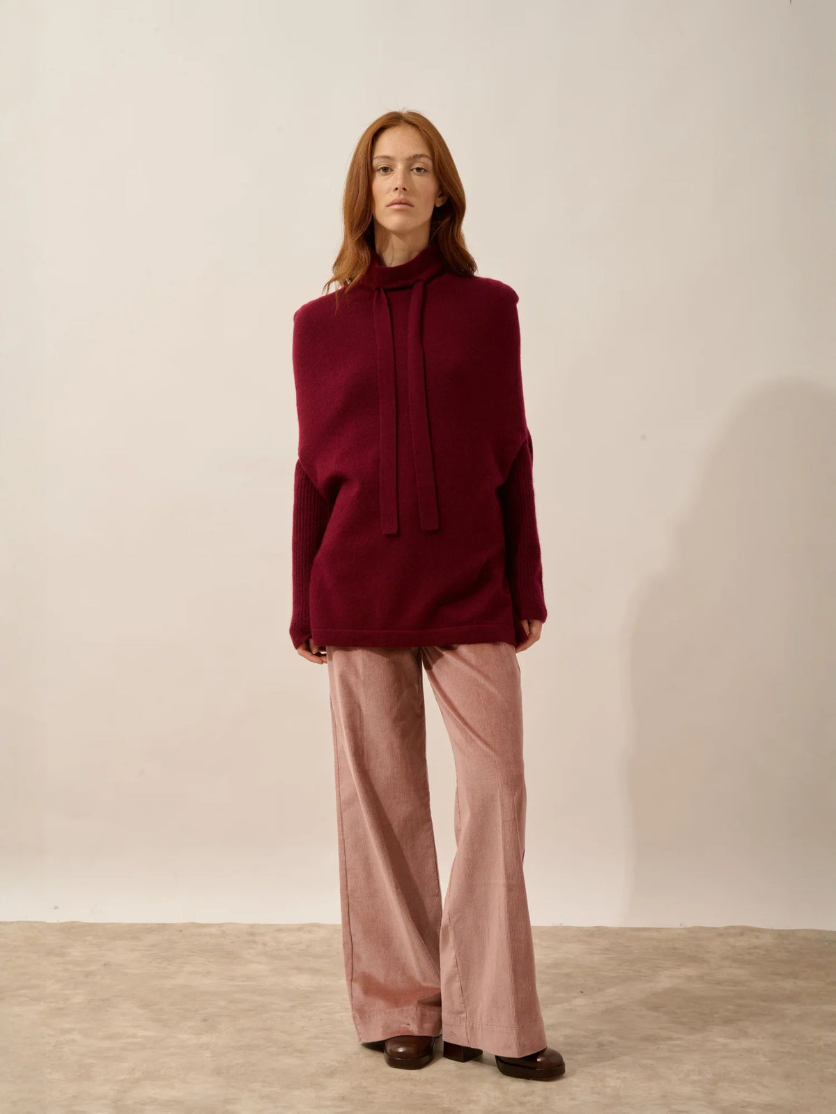 MIAMAR Cape Crew Neck Drawstring Burgundy