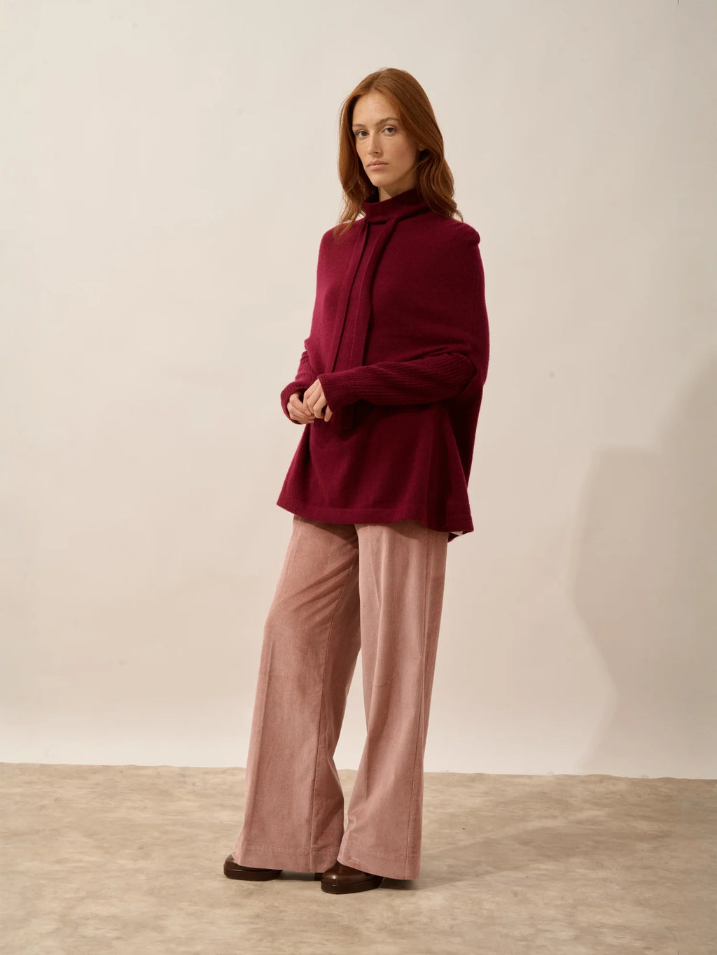 MIAMAR Cape Crew Neck Drawstring Burgundy