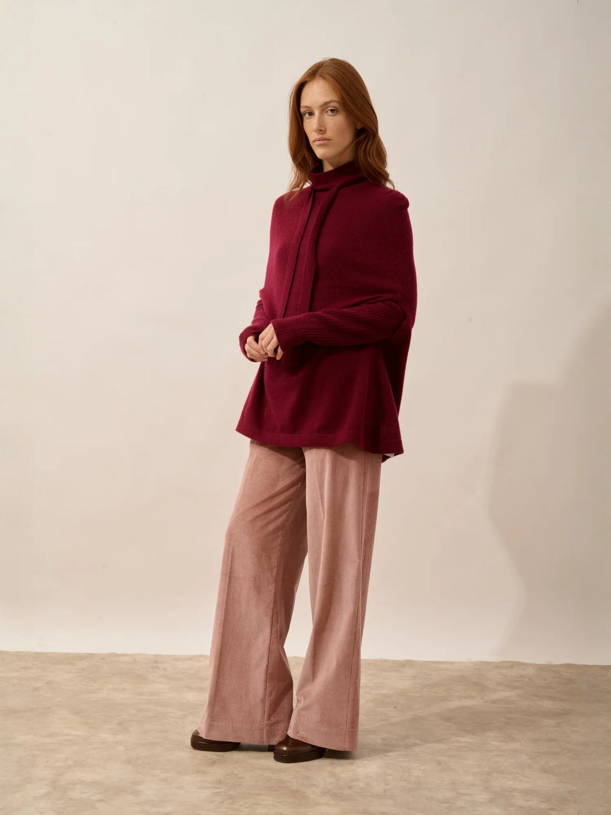 MIAMAR Cape Crew Neck Drawstring Burgundy
