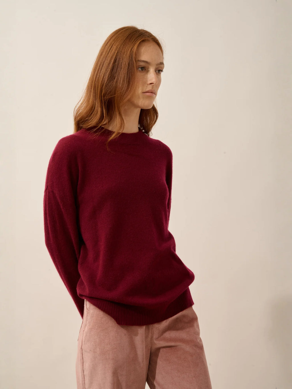 JOSPE Pull Col Rond Bordeaux