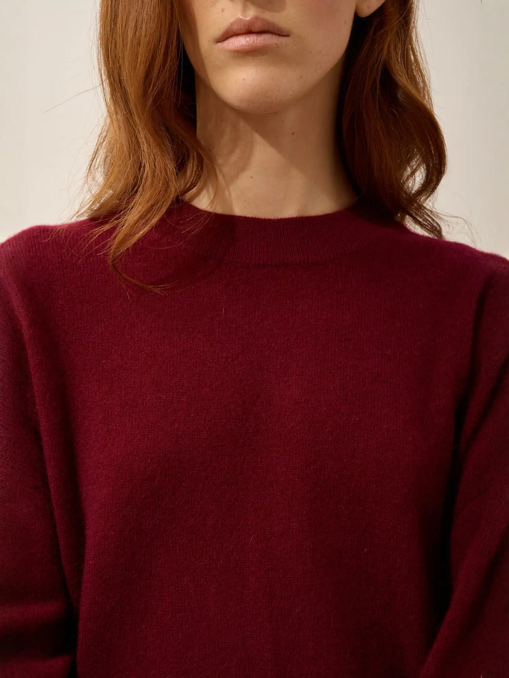 JOSPE Pull Col Rond Bordeaux