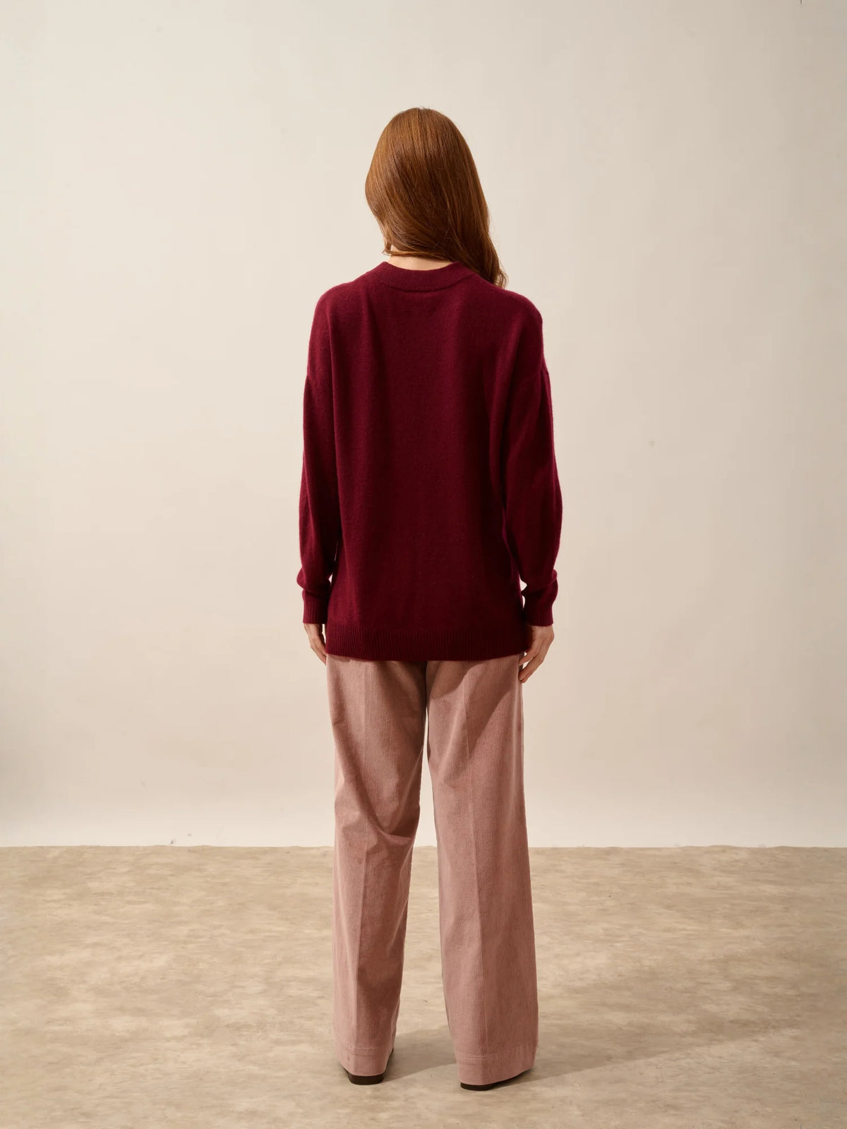 JOSPE Pull Col Rond Bordeaux