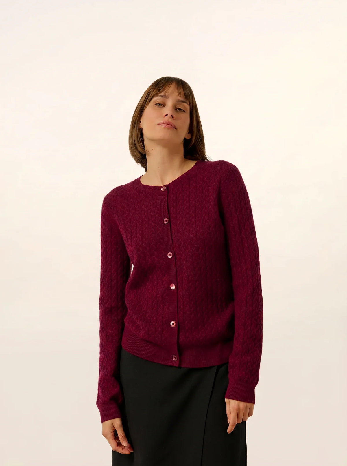 LAURA Cardigan Col Rond Bordeaux