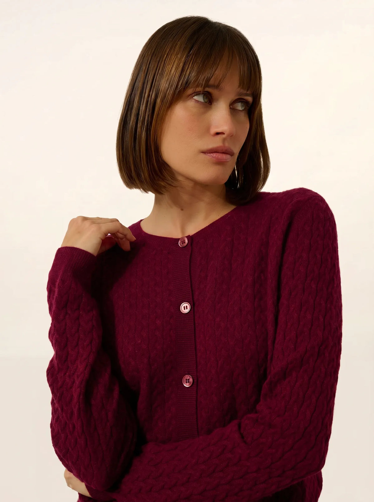 LAURA Cardigan Col Rond Bordeaux