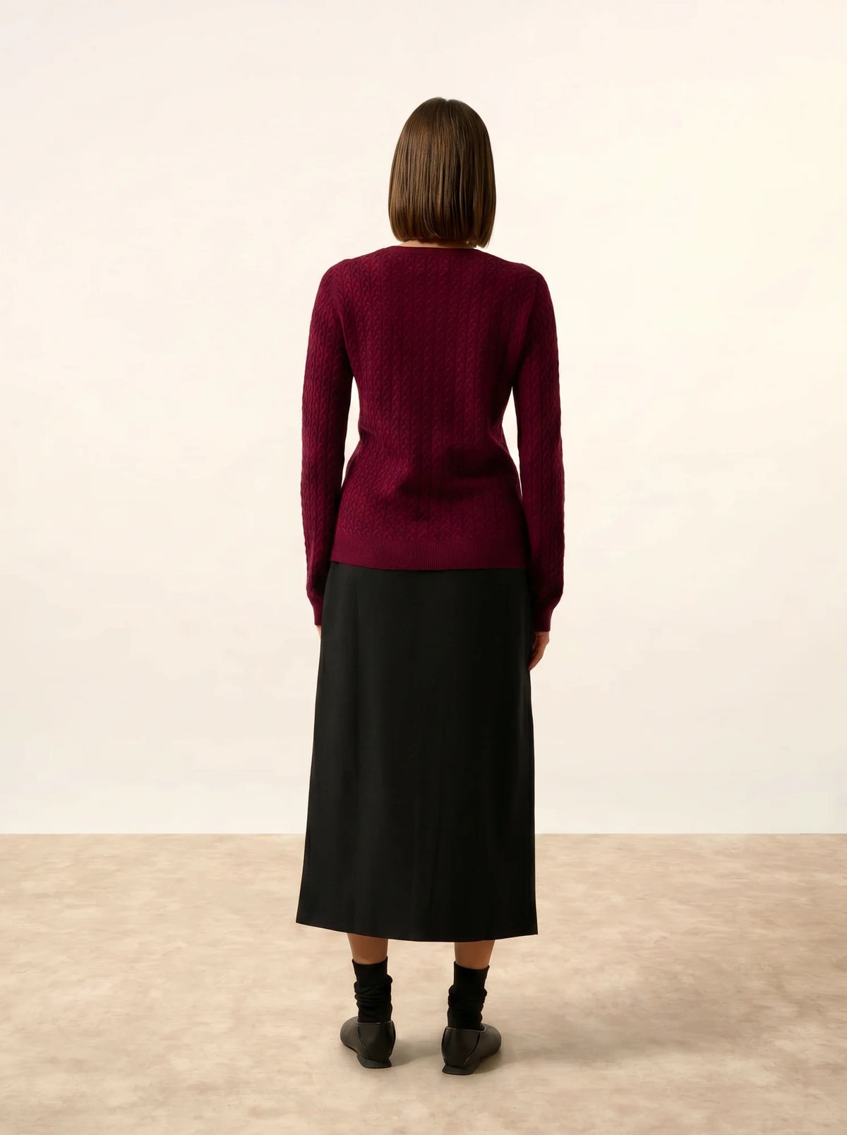 LAURA Cardigan Col Rond Bordeaux
