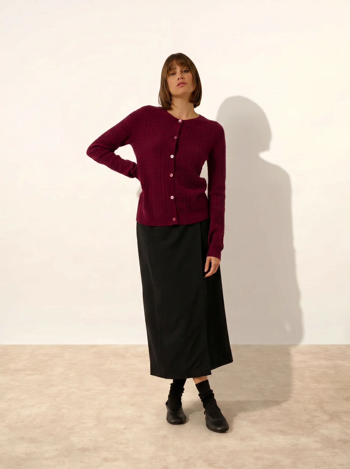LAURA Cardigan Crew Neck Burgundy