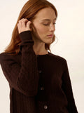 LAURA Cardigan Col Rond Choco