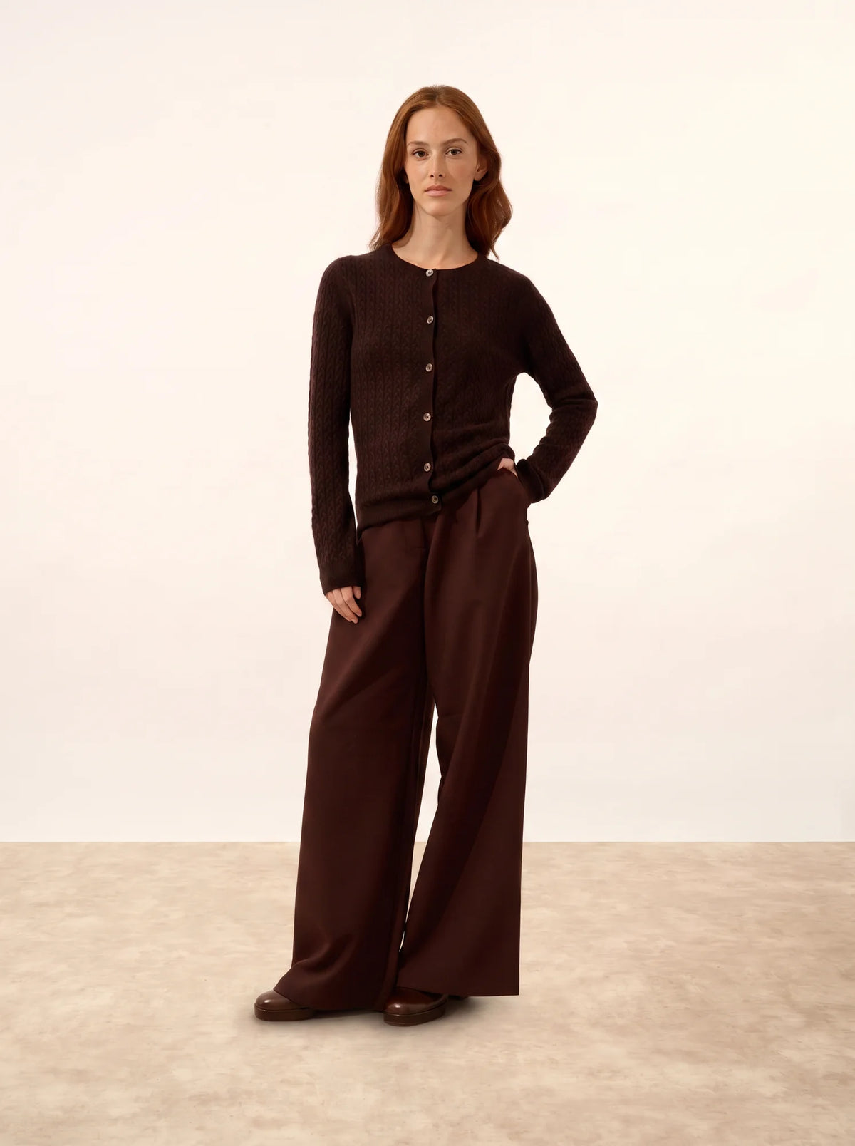LAURA Cardigan Col Rond Choco