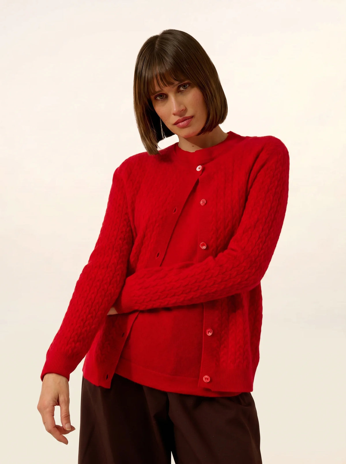 LAURA Cardigan Col Rond Rouge
