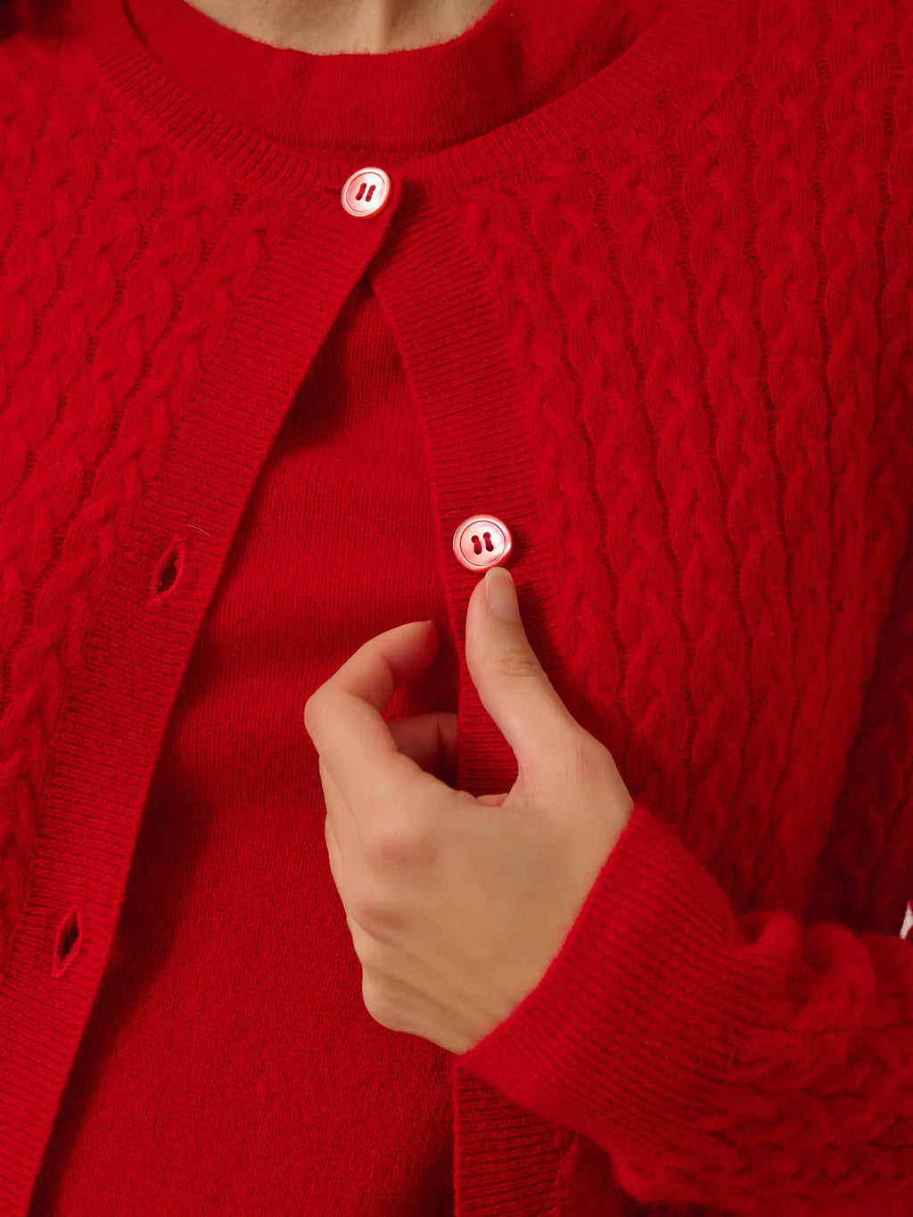 LAURA Strickjacke Rundhalsausschnitt Rot