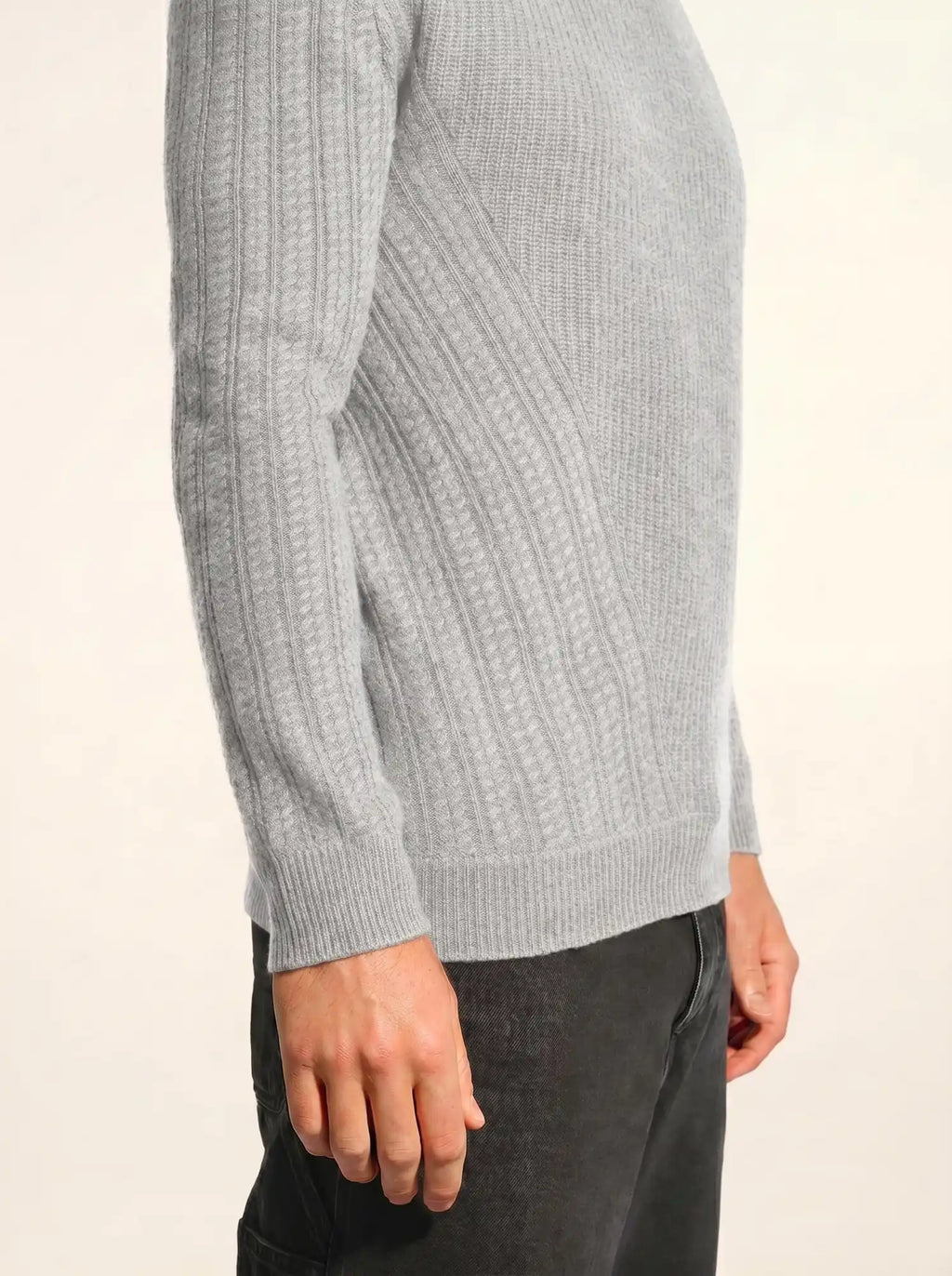 LUKKA Pull Col Rond 4 Fils Gris Perle Chiné