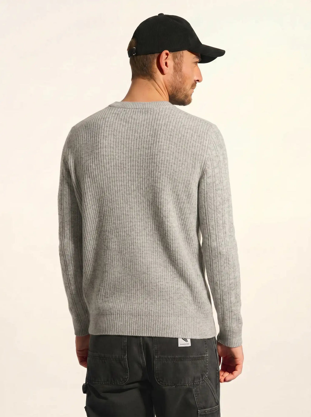 LUKKA Pull Col Rond 4 Fils Gris Perle Chiné