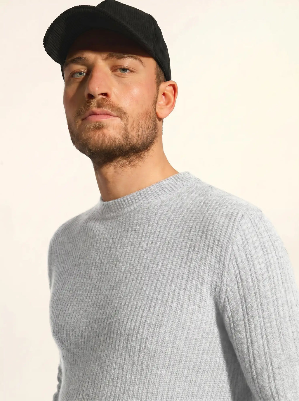 LUKKA Pull Col Rond 4 Fils Gris Perle Chiné