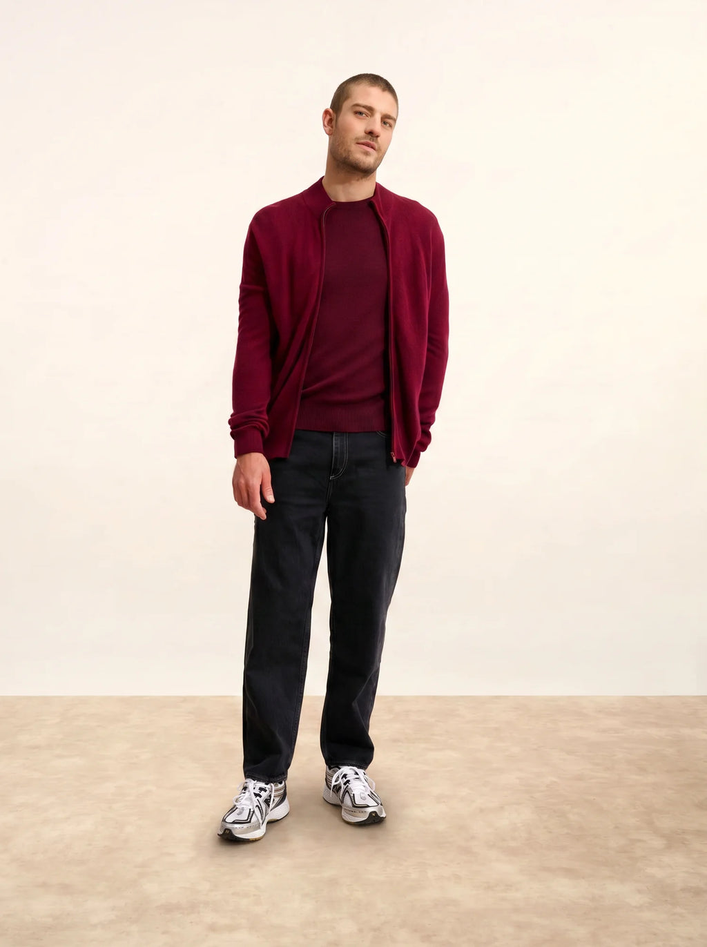 LILOU Vest Zipped Mock Neck Burgundy