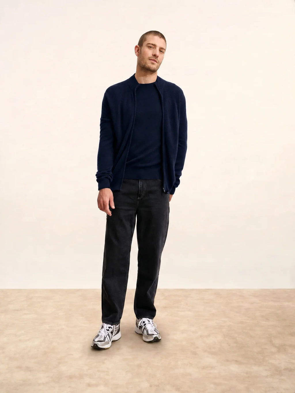LILOU Gilet Zippé Col Montant Bleu Marine