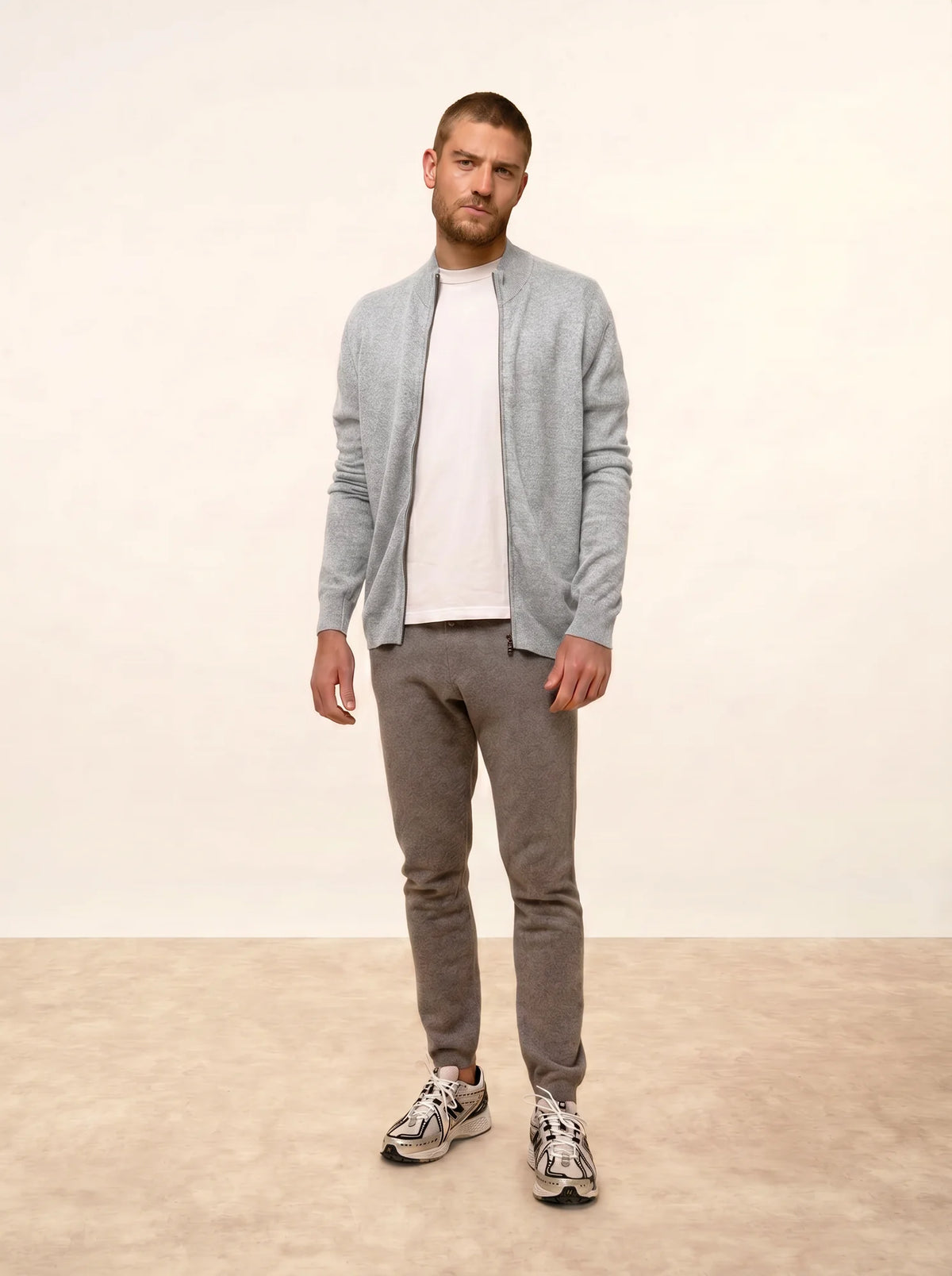 LILOU Gilet Zippé Col Montant Nuage Chiné