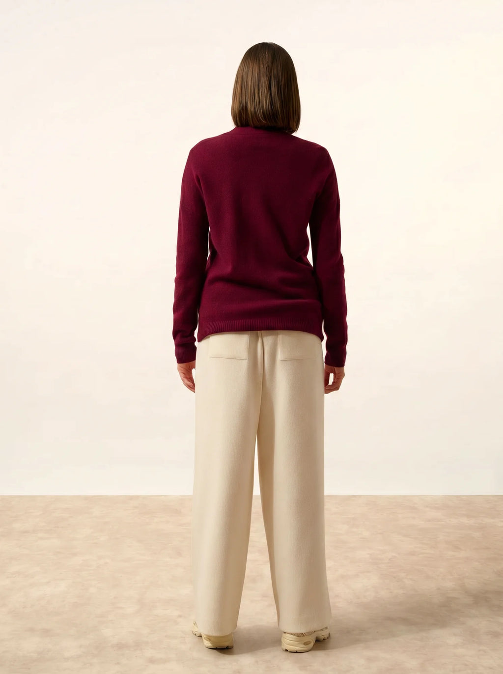 ERVIE Vest Zipped Mandarin Collar Burgundy
