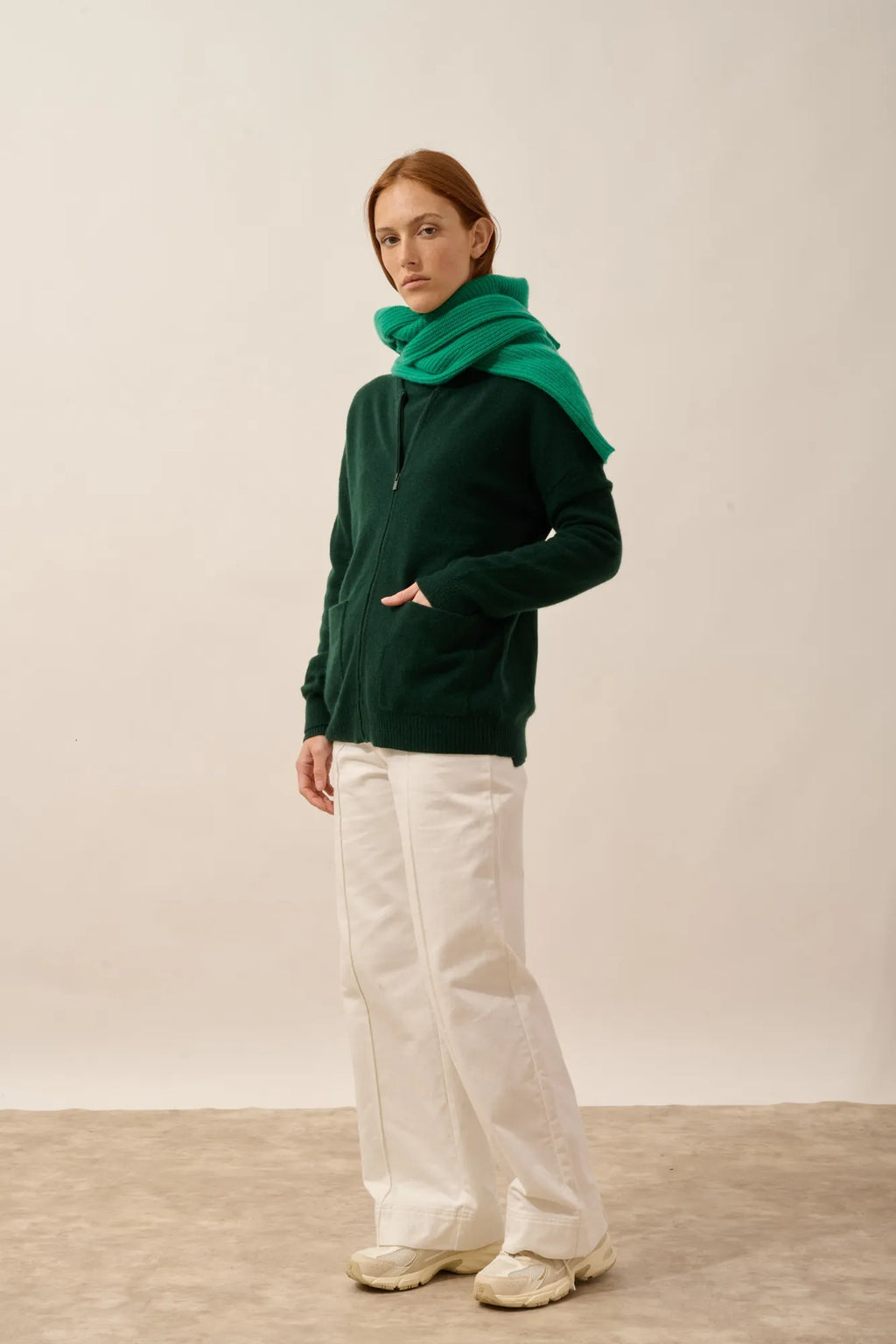 ERVIE Gilet Zippé Col Mao Cyprès