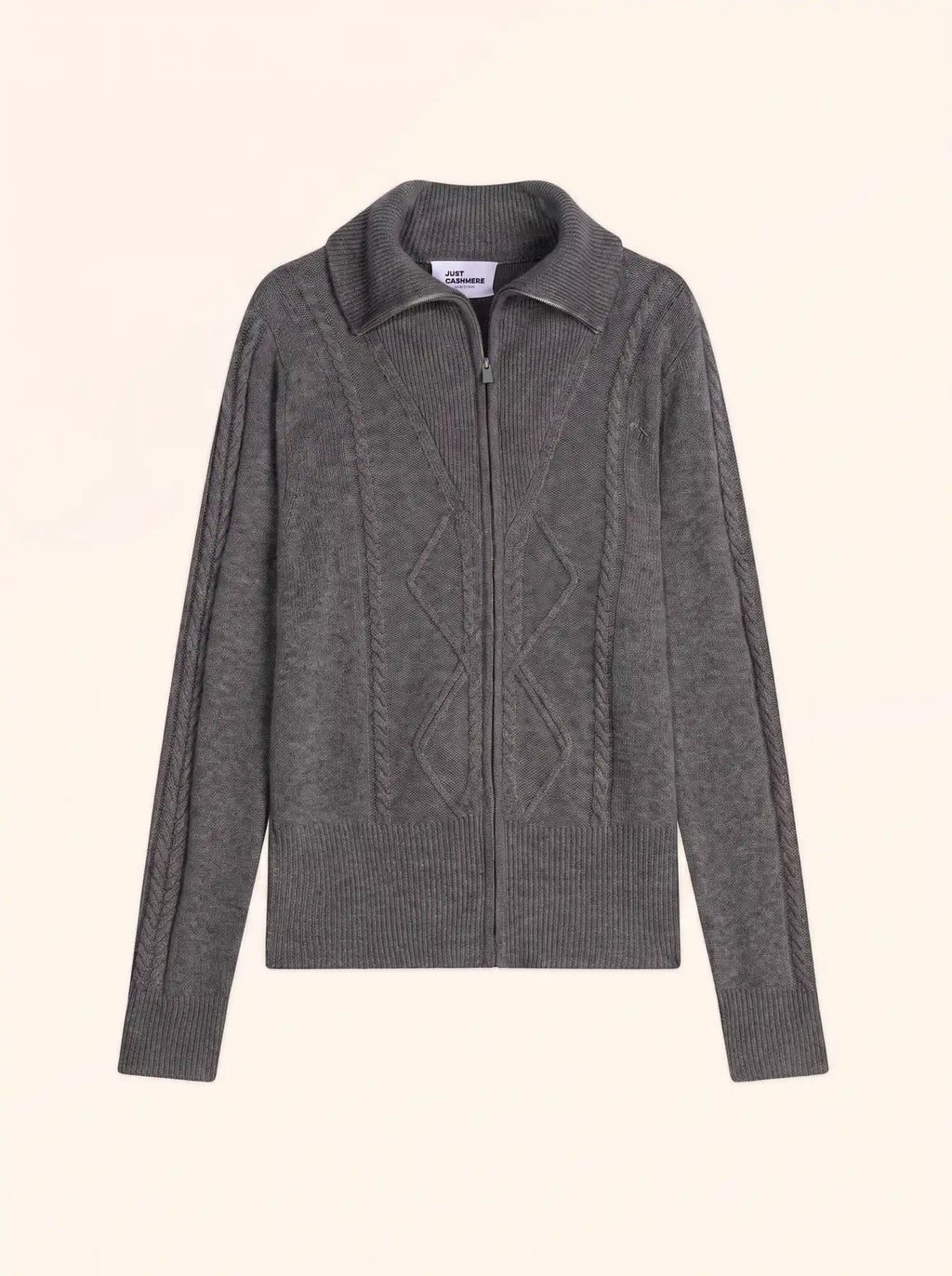 TALARA Gilet Zippé Col Camionneur 4 Fils Anthracite Chiné
