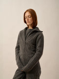 TALARA Gilet Zippé Col Camionneur 4 Fils Anthracite Chiné