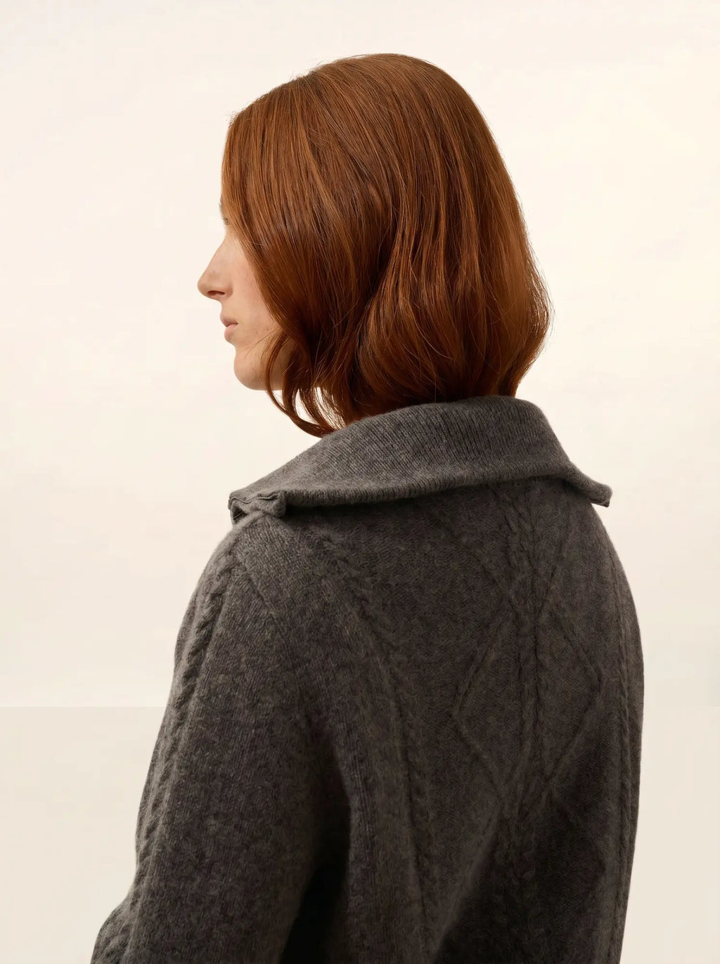 TALARA Gilet Zippé Col Camionneur 4 Fils Anthracite Chiné