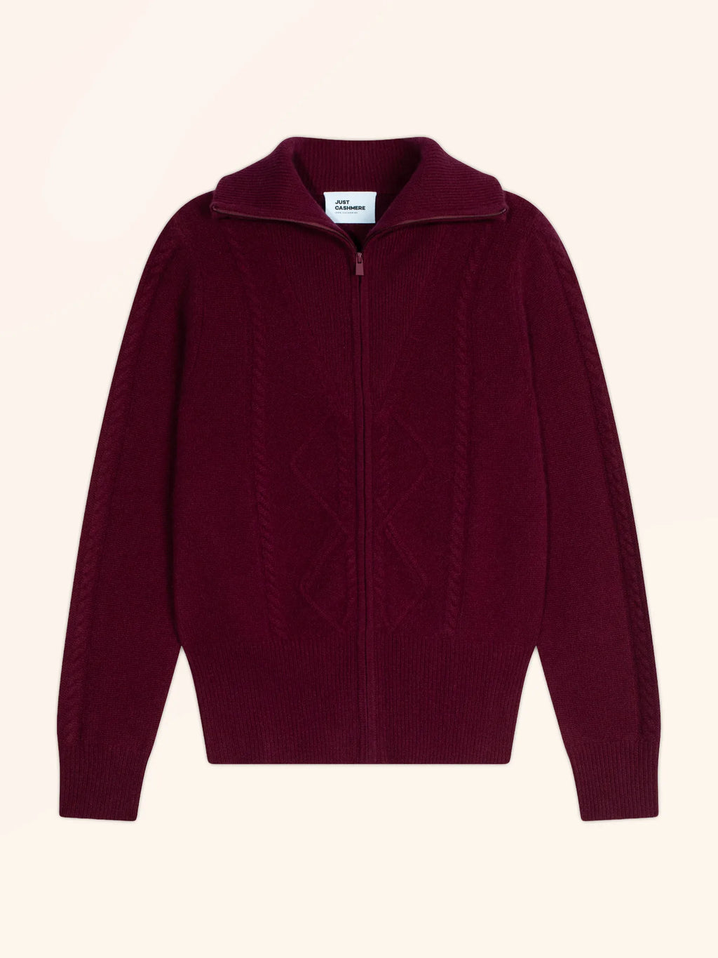 TALARA Gilet Zippé Col Camionneur 4 Fils Bordeaux