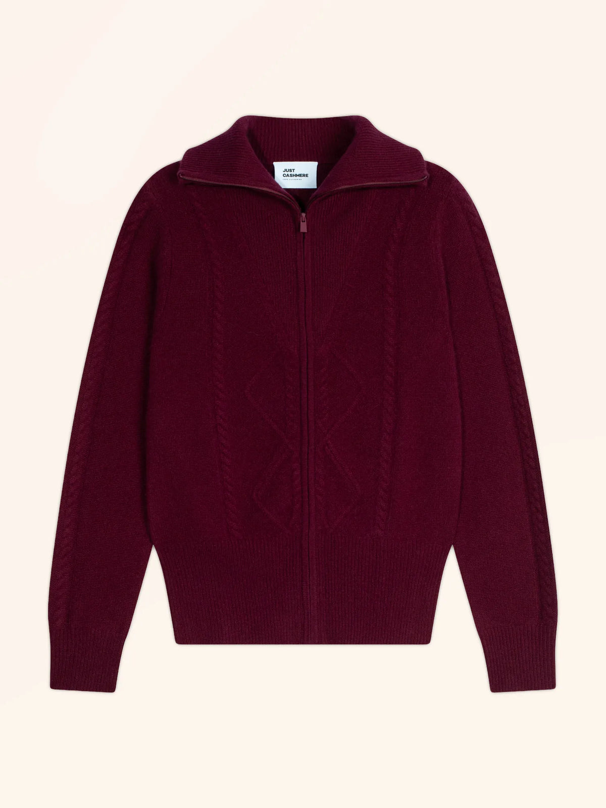 TALARA Gilet Zippé Col Camionneur 4 Fils Bordeaux