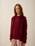 TALARA Gilet Zippé Col Camionneur 4 Fils Bordeaux