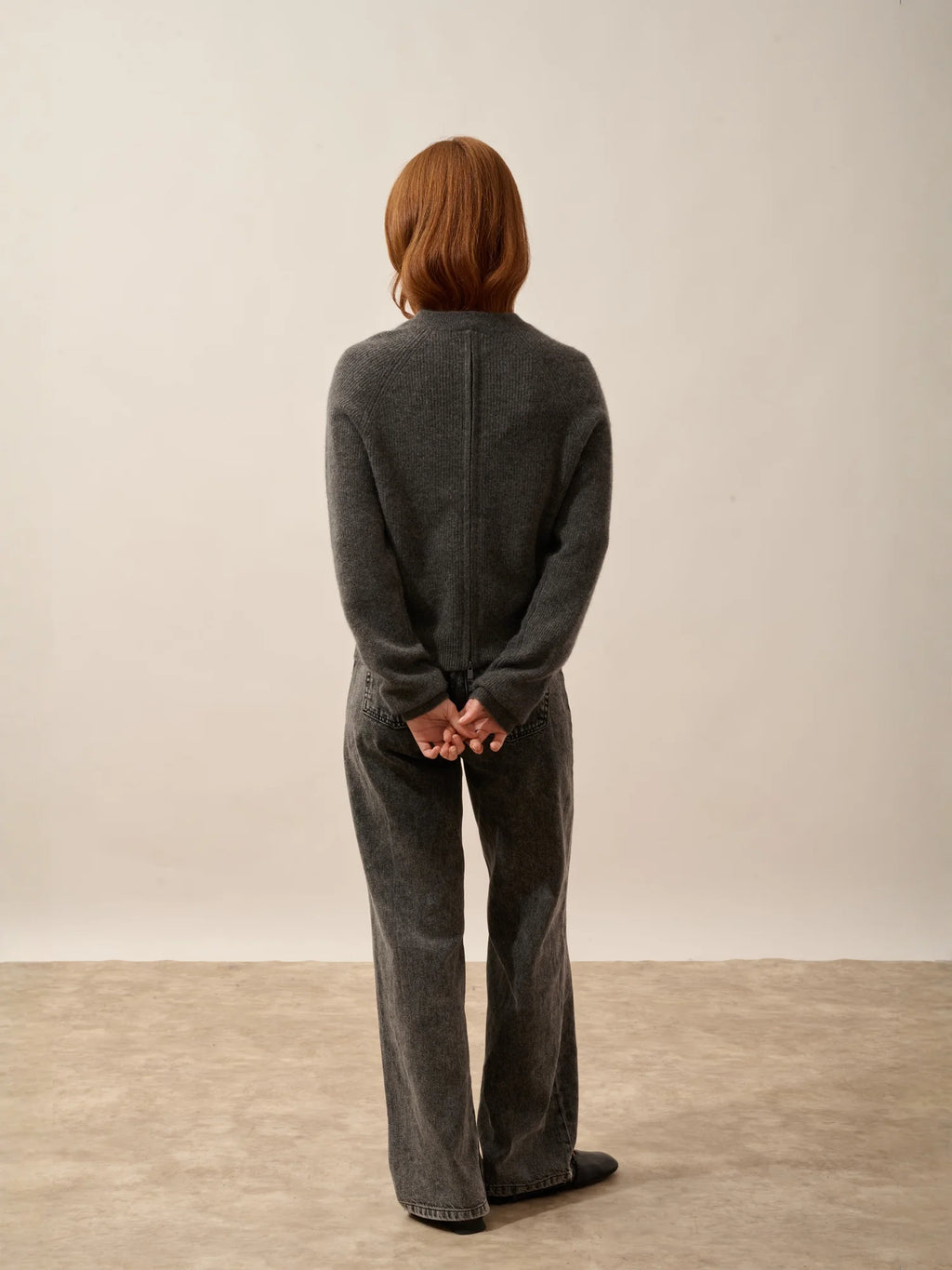 JONA Sweater Crew Neck Zipped Back Heather Charcoal