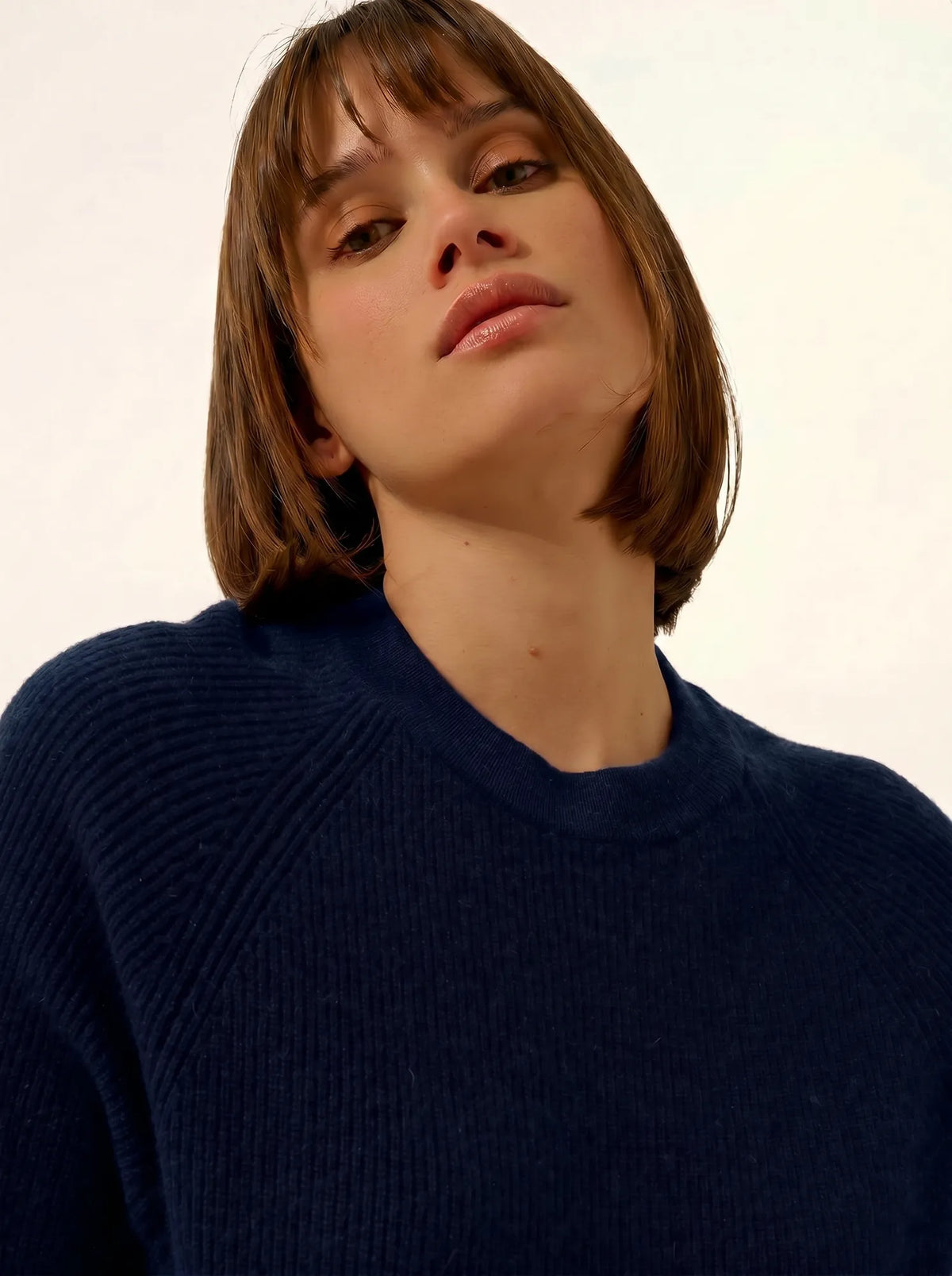 JONA Pullover Rundhalsausschnitt mit Reißverschluss hinten Marineblau