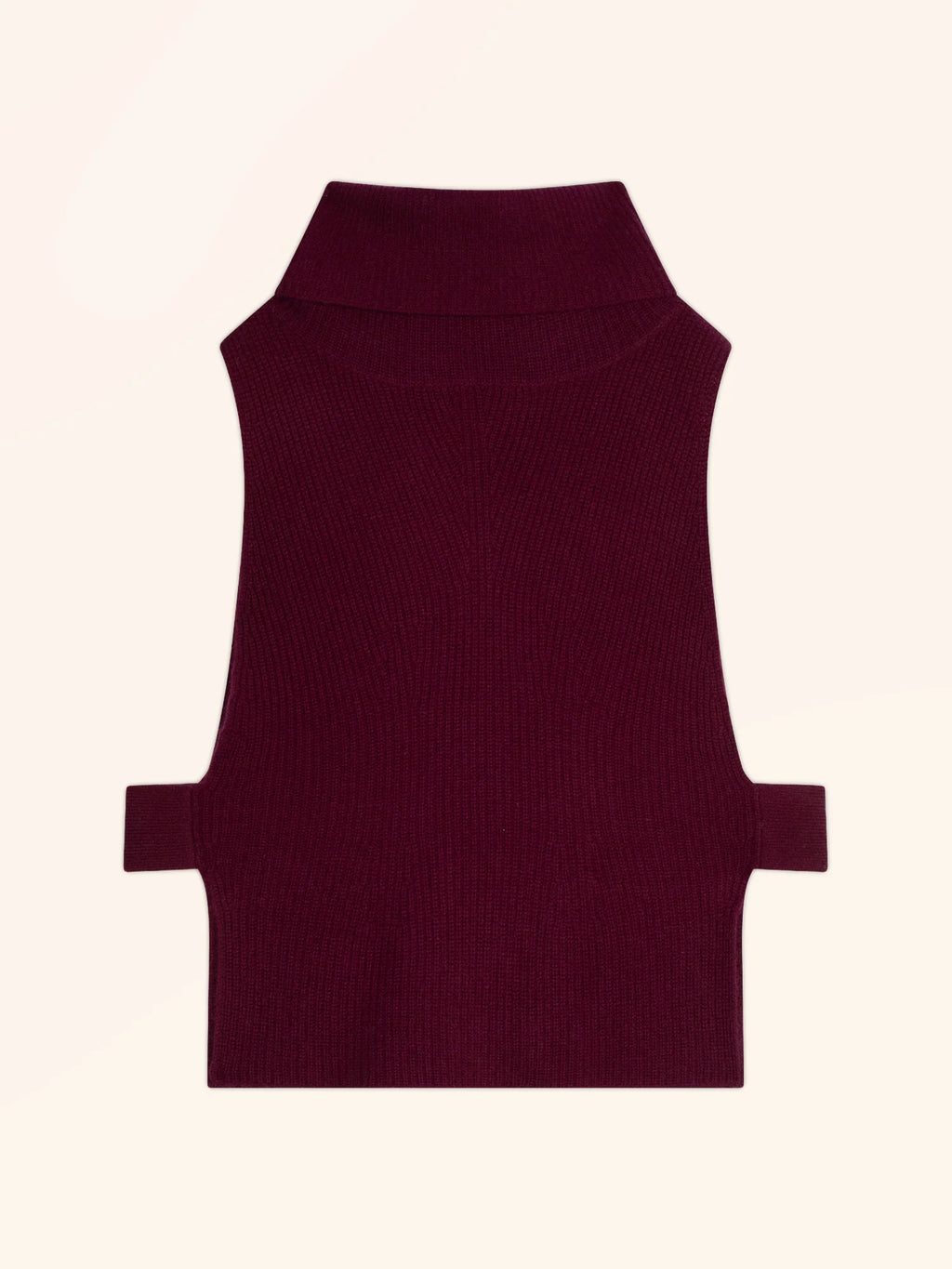 LOU Cape Turtleneck Sleeveless 4 Ply Burgundy