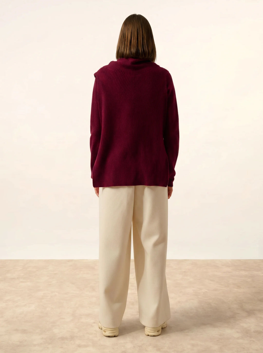 LOU Cape Turtleneck Sleeveless 4 Ply Burgundy