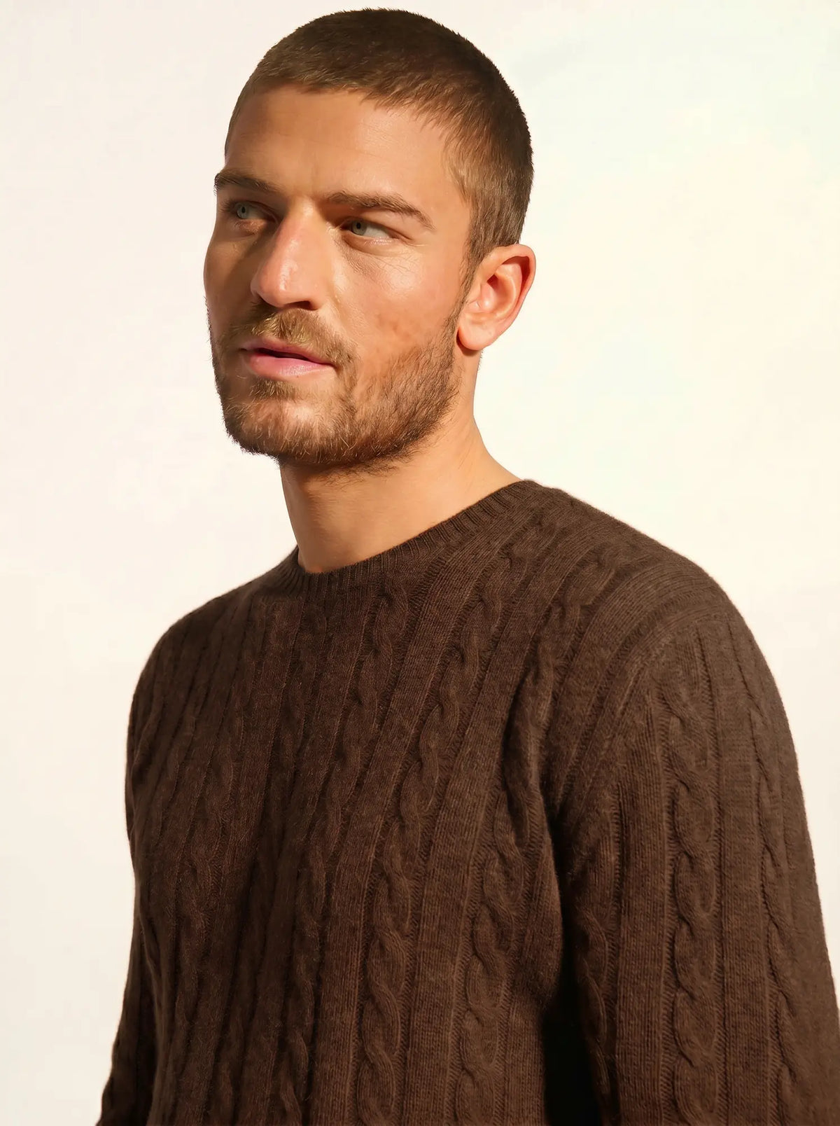DARRI pull col rond 4 fils choco
