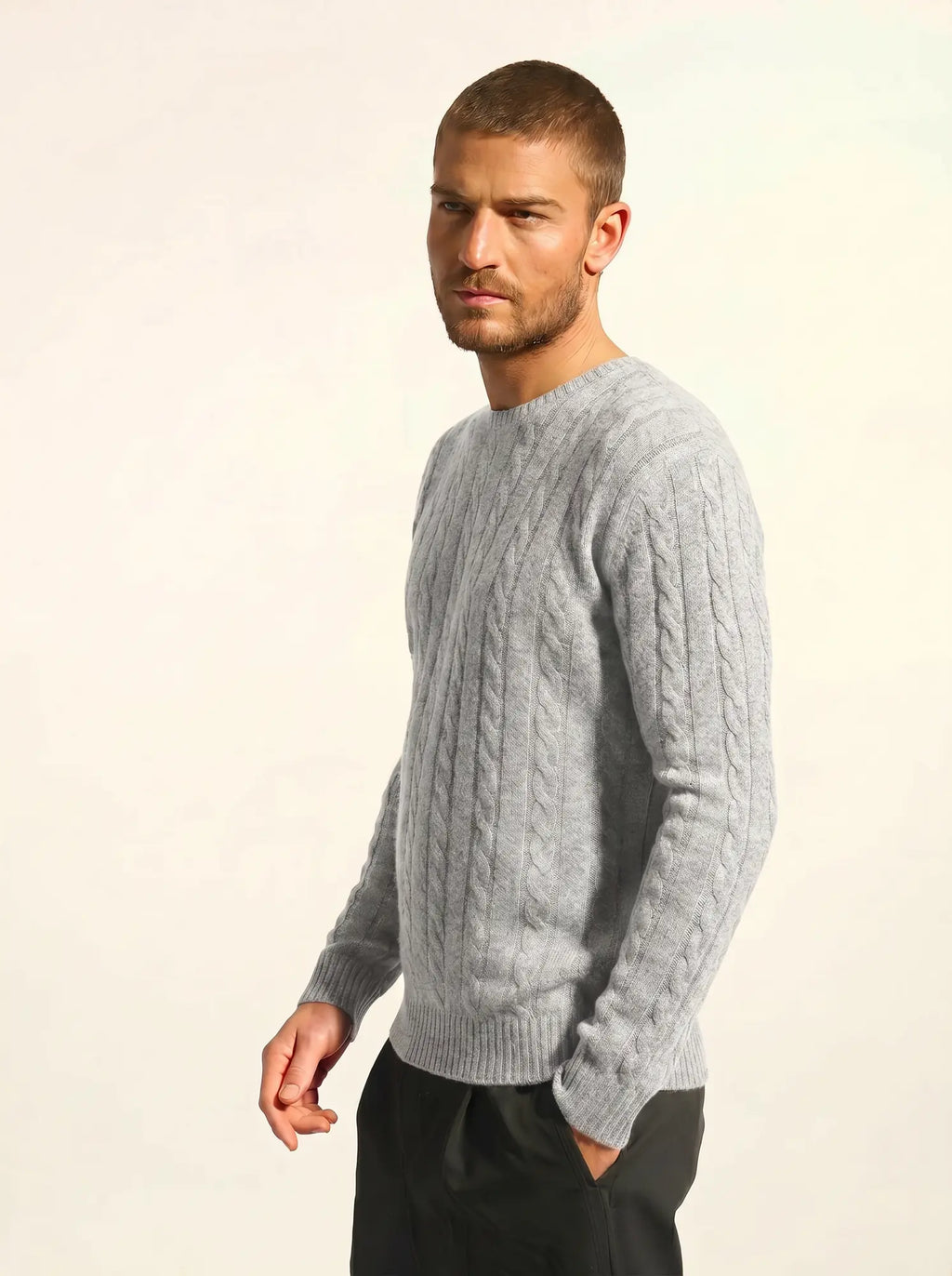 DARRI Pull Col Rond 4 Fils Nuage Chiné